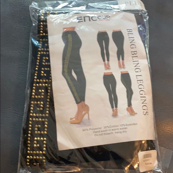 ENCour CULTURE “BLK” BLING LEGGINGS PLUS SIZE NWT - Picture 4 of 8